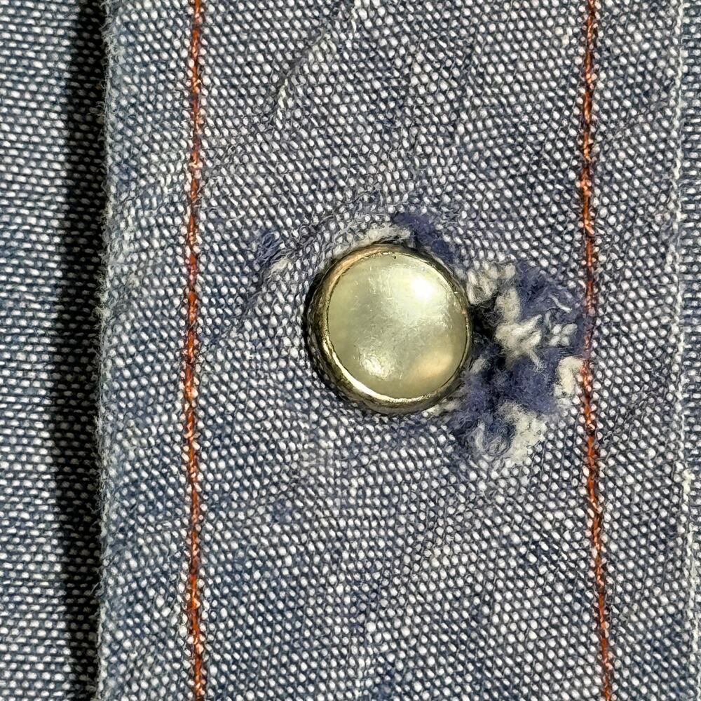 Rare Vintage 70s Western Embroidered Pearl Snap Distressed Shirt - Picture 9 of 10
